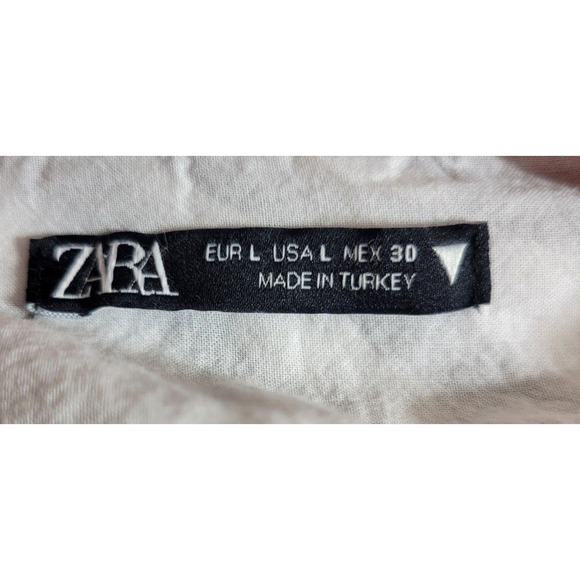 ZARA Poplin Long Sleeve Tunic Top Black Zebra Print Pockets Women's Size Large - Picture 3 of 13